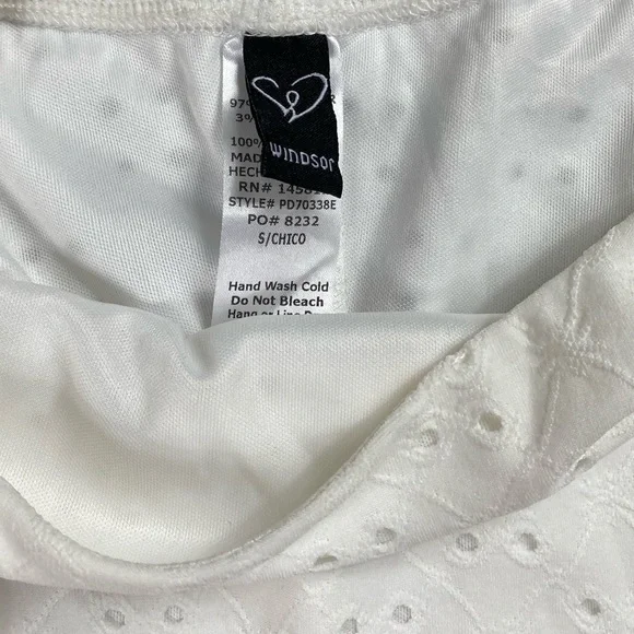 {Windsor} Eyelet Puff Sleeves Mini Dress - Picture 5 of 7